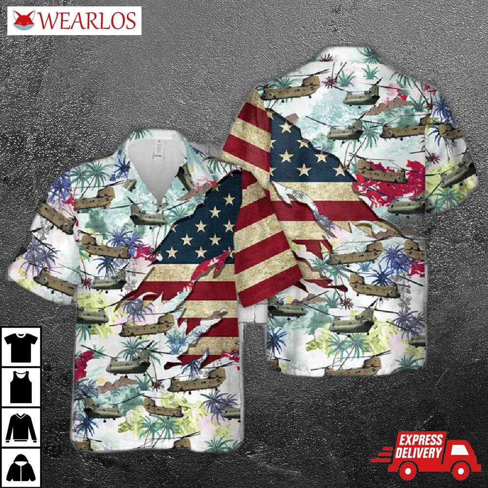Us Army Boeing Ch-47 Chinook Hawaiian Shirt