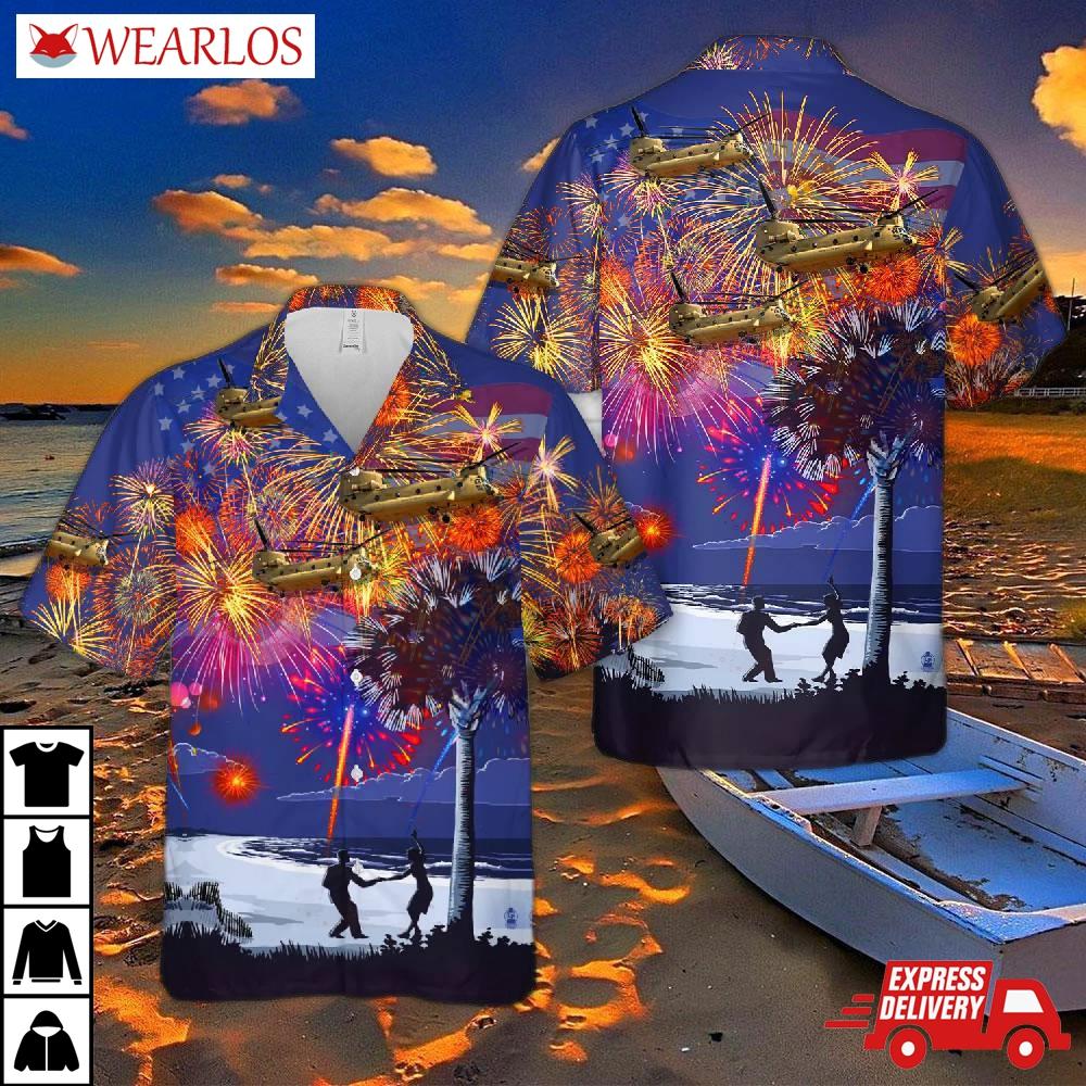 Us Army Boeing Ch-47f Chinook Of South Carolina National Guard, 4th July Hawaiian Shirt