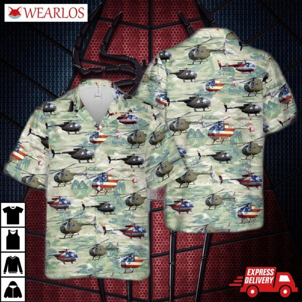 Us Army Hughes Oh-6 Cayuse Hawaiian Shirt