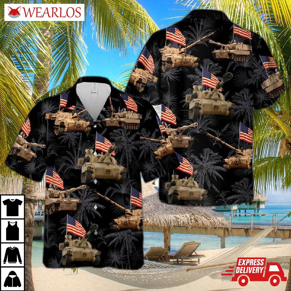 Us Army M109 Paladin Tank 4th Of July Hawaiian Shirt