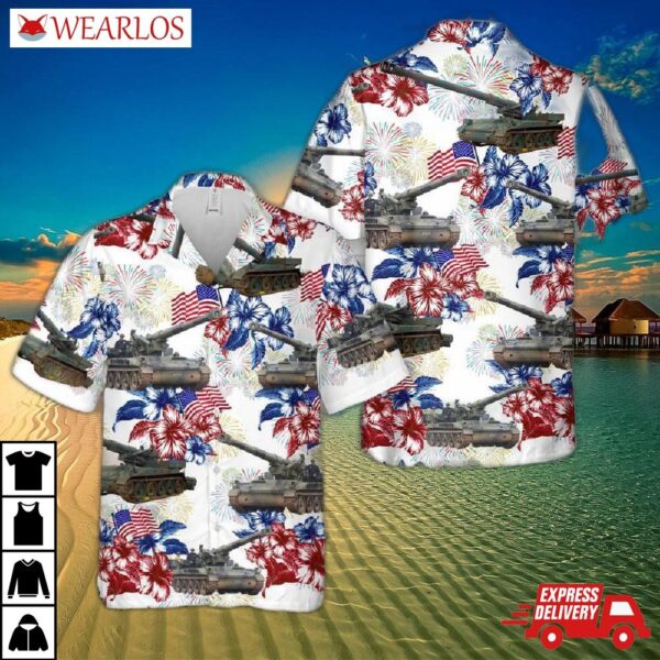 Us Army M110 Howitzer Flag Hawaiian Shirt