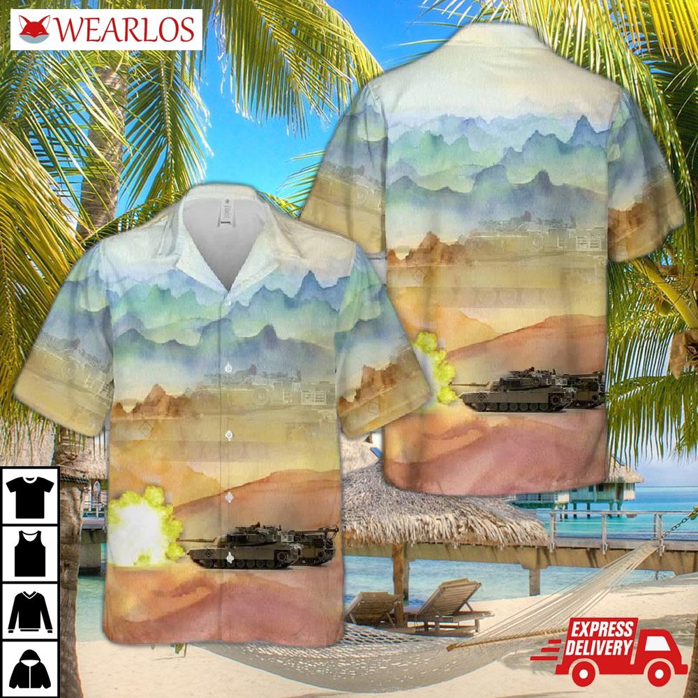 Us Army M1a1 Abrams Tank Fires Hawaiian Shirt