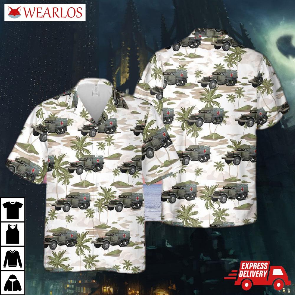 Us Army M3a1 Halftrack Ambulance Hawaiian Shirt