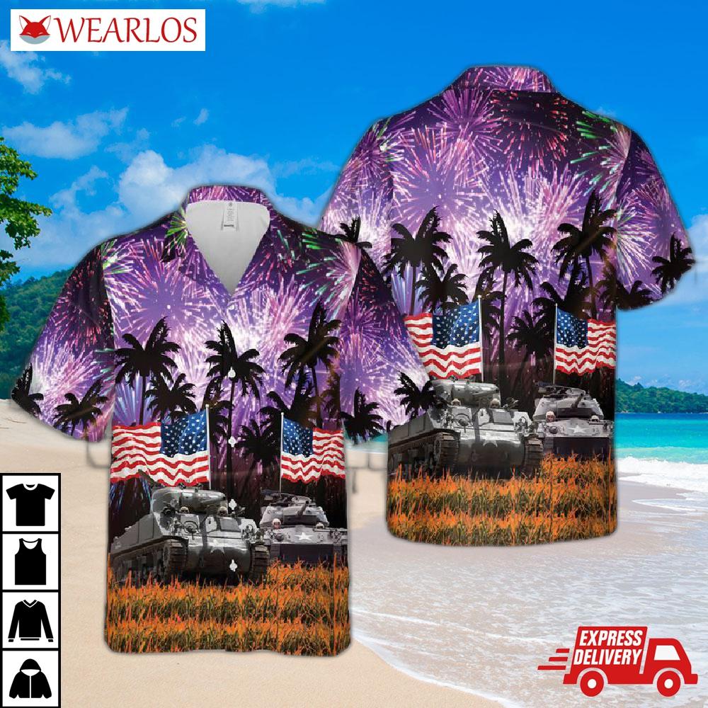 Us Army M4a3 Sherman Hawaiian Shirt