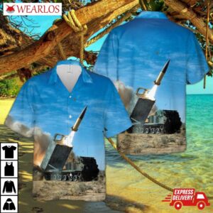 Us Army Mgm-140 Atacms Being Launched By An M270 Multiple Launch Rocket System Hawaiian Shirt