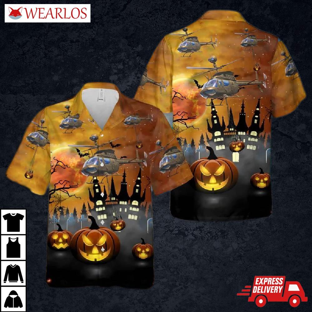 Us Army Oh-58 Kiowa Halloween Hawaiian Shirt