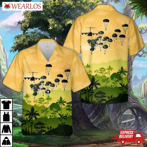 Us Army Paratroopers With The 82nd Airborne Division Parachute Hawaiian Shirt