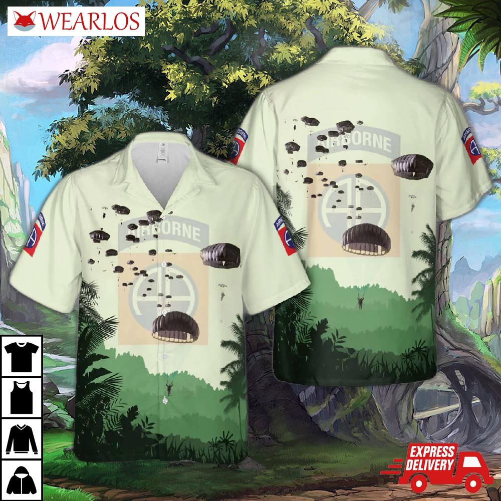 Us Army Paratroopers With The 82nd Airborne Division Parachute Hawaiian Shirt