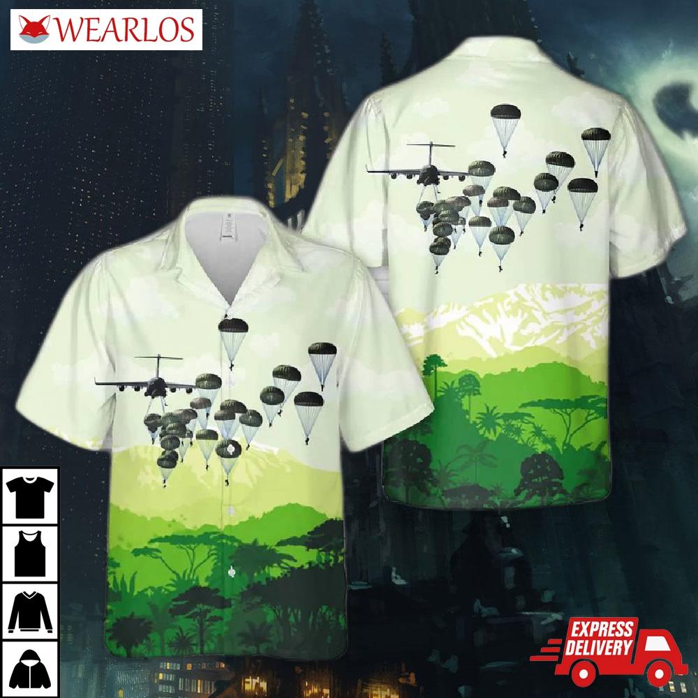 Us Army Paratroopers With The 82nd Airborne Division Parachute Hawaiian Shirt