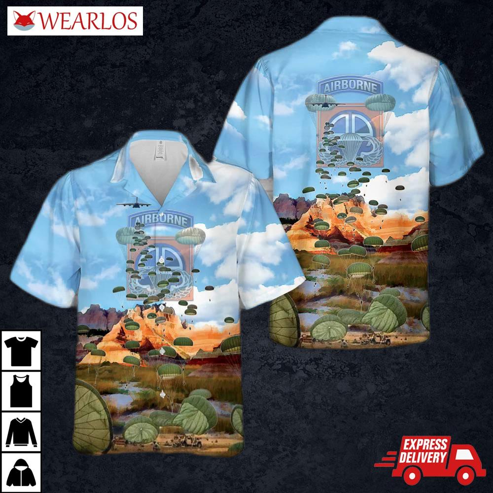 Us Army Paratroopers With The 82nd Airborne Division Parachute Veteran Hawaiian Shirt