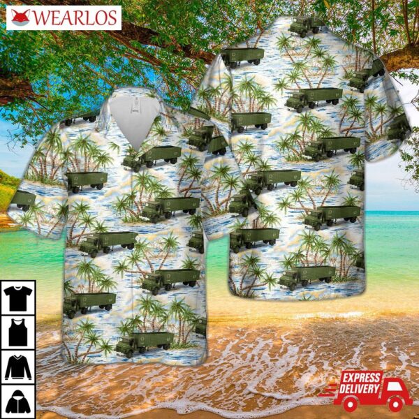 Us Army Red Ball Express Tractor Trailer Hawaiian Shirt
