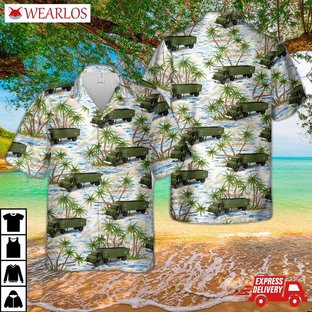 Us Army Red Ball Express Tractor Trailer Hawaiian Shirt