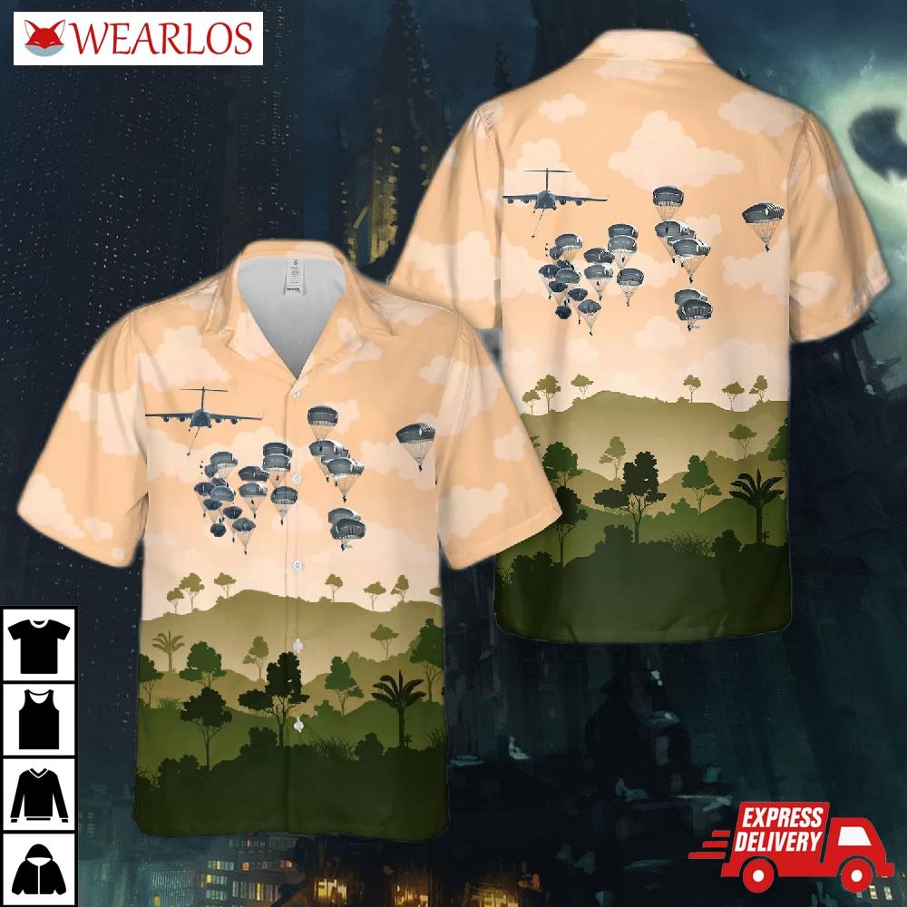 Us Army's 82nd Airborne Division Jump From C-17 Globemaster 3D Hawaiian Shirt