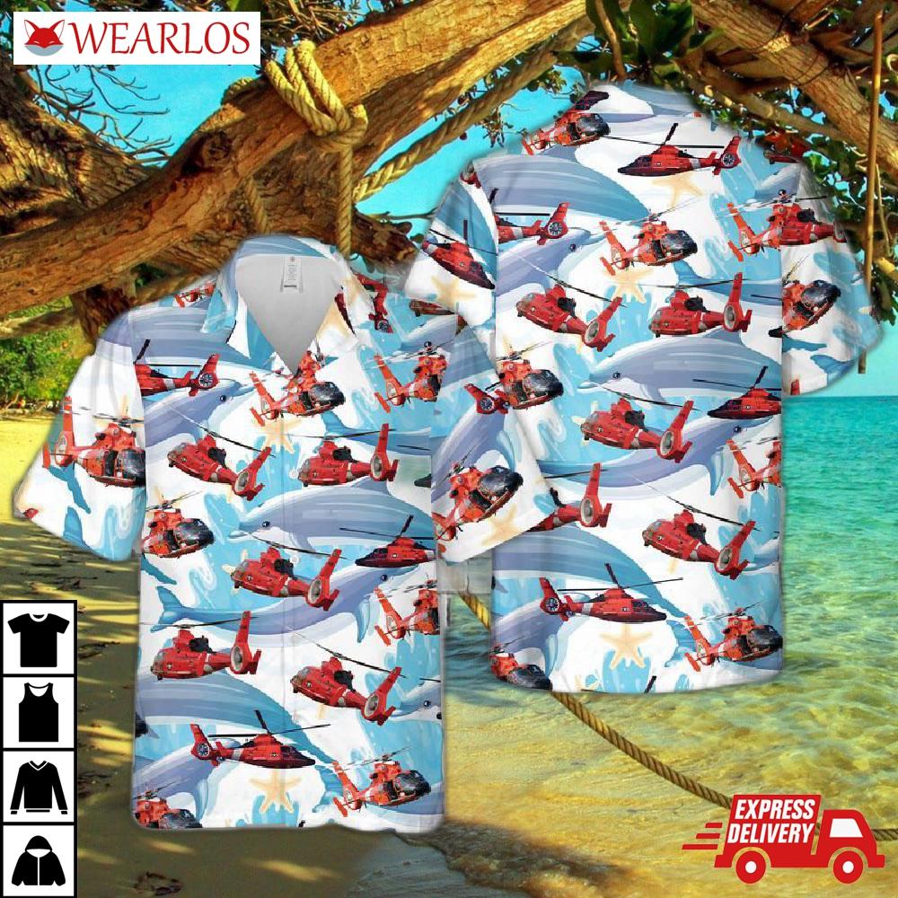 Us Coast Guard Eurocopter Mh-65 Dolphin Hawaiian Shirt