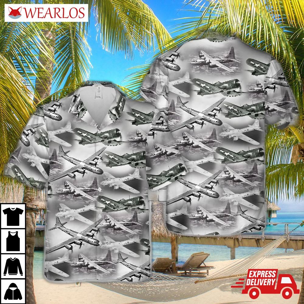 Us College Of Allied Wwii Aircraft Hawaiian Shirt