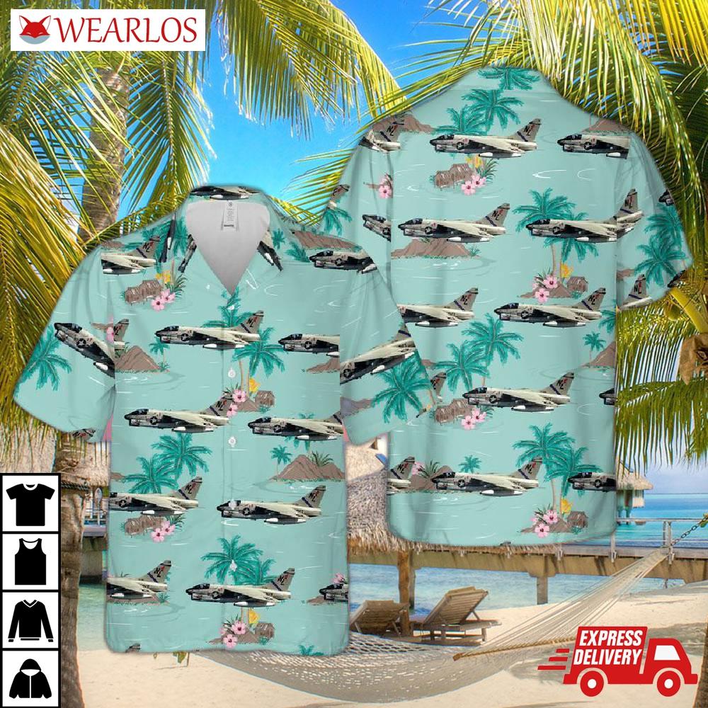 Us Navy A-7e Corsair Ii Of Va-22 Fighting Redcocks Hawaiian Shirt