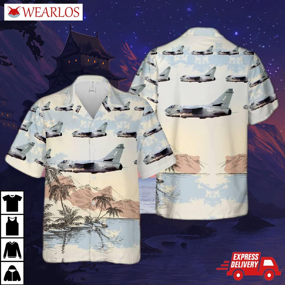 Us Navy A-7e Corsair Ii Of Va-72 Blue Hawks Hawaiian Shirt