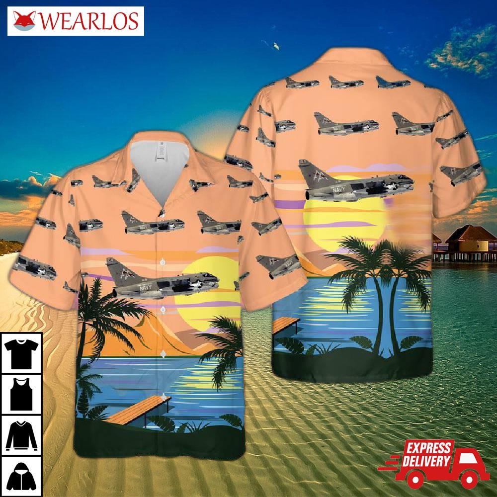 Us Navy A7e Corsair Ii Of Va-81 Sunliners Hawaiian Shirt