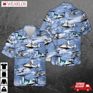 Us Navy Bell Boeing Cmv-22b Osprey Hawaiian Shirt