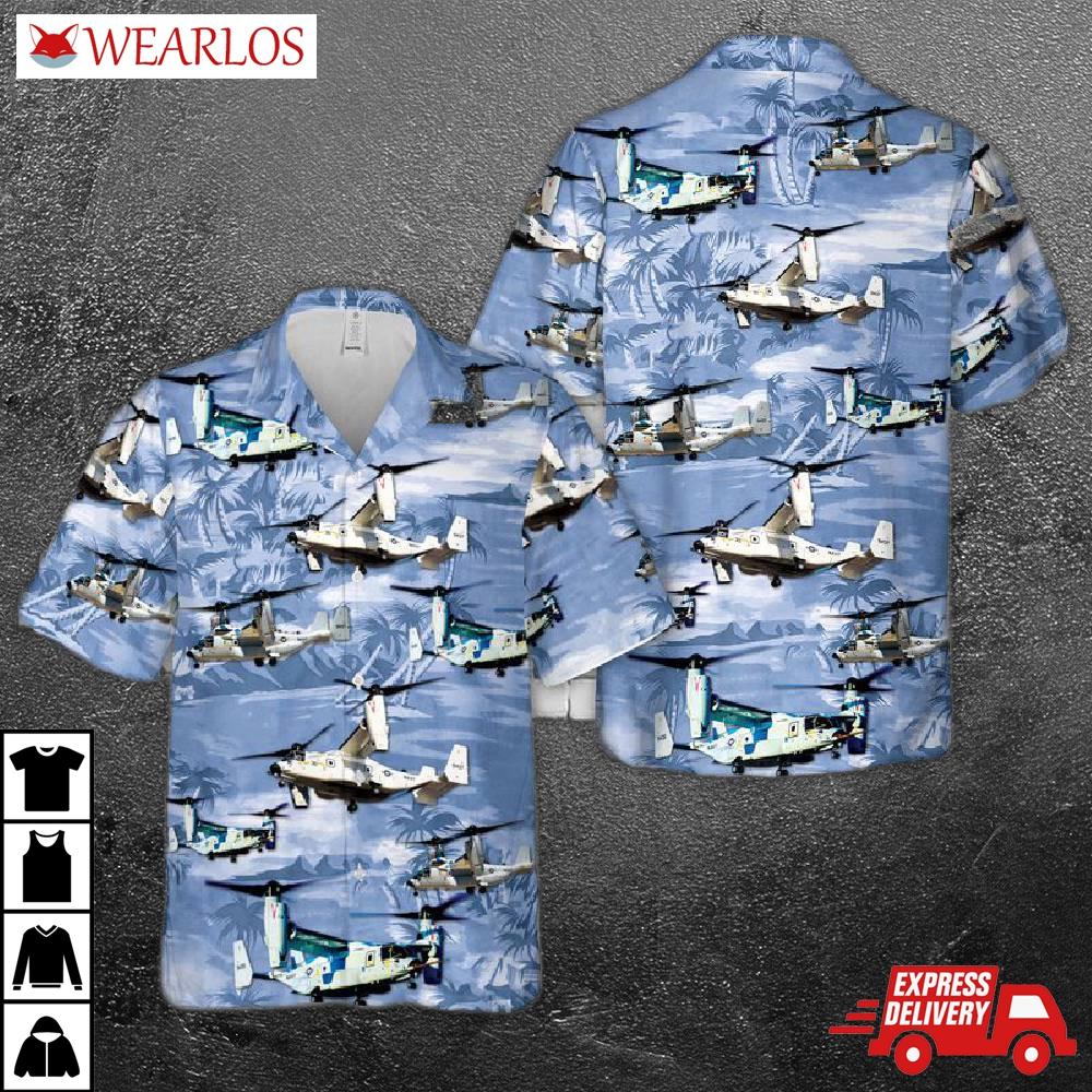 Us Navy Bell Boeing Cmv-22b Osprey Hawaiian Shirt