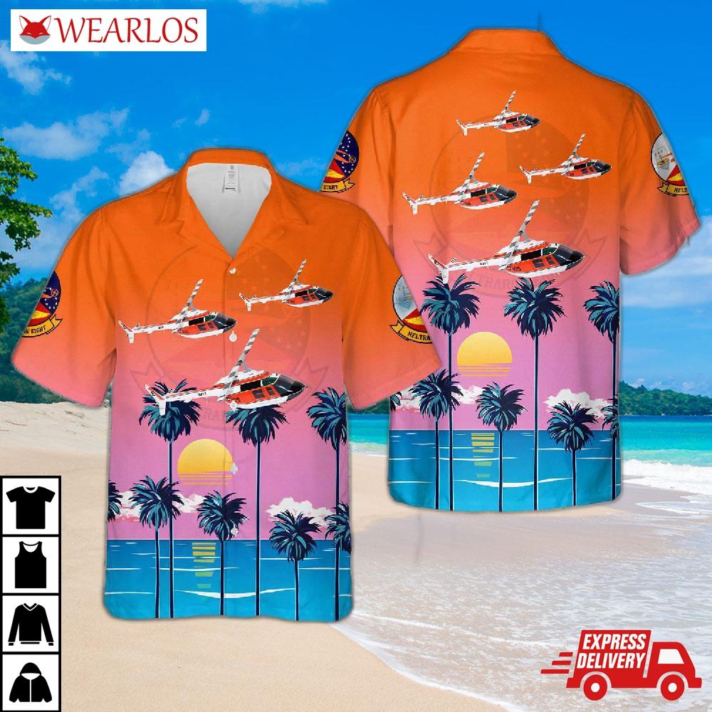 Us Navy Bell Th-57c Sea Ranger Helicopter Training Squadron Eight (ht-8) Eightballers Hawaiian Shirt