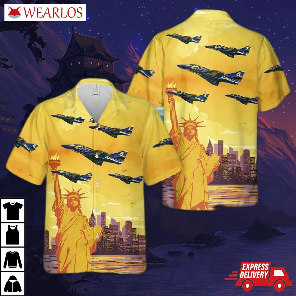 Us Navy Blue Angels Douglas A-4f Skyhawks Hawaiian Shirt