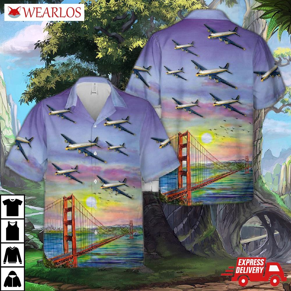 Us Navy Blue Angels Douglas R5d Hawaiian Shirt