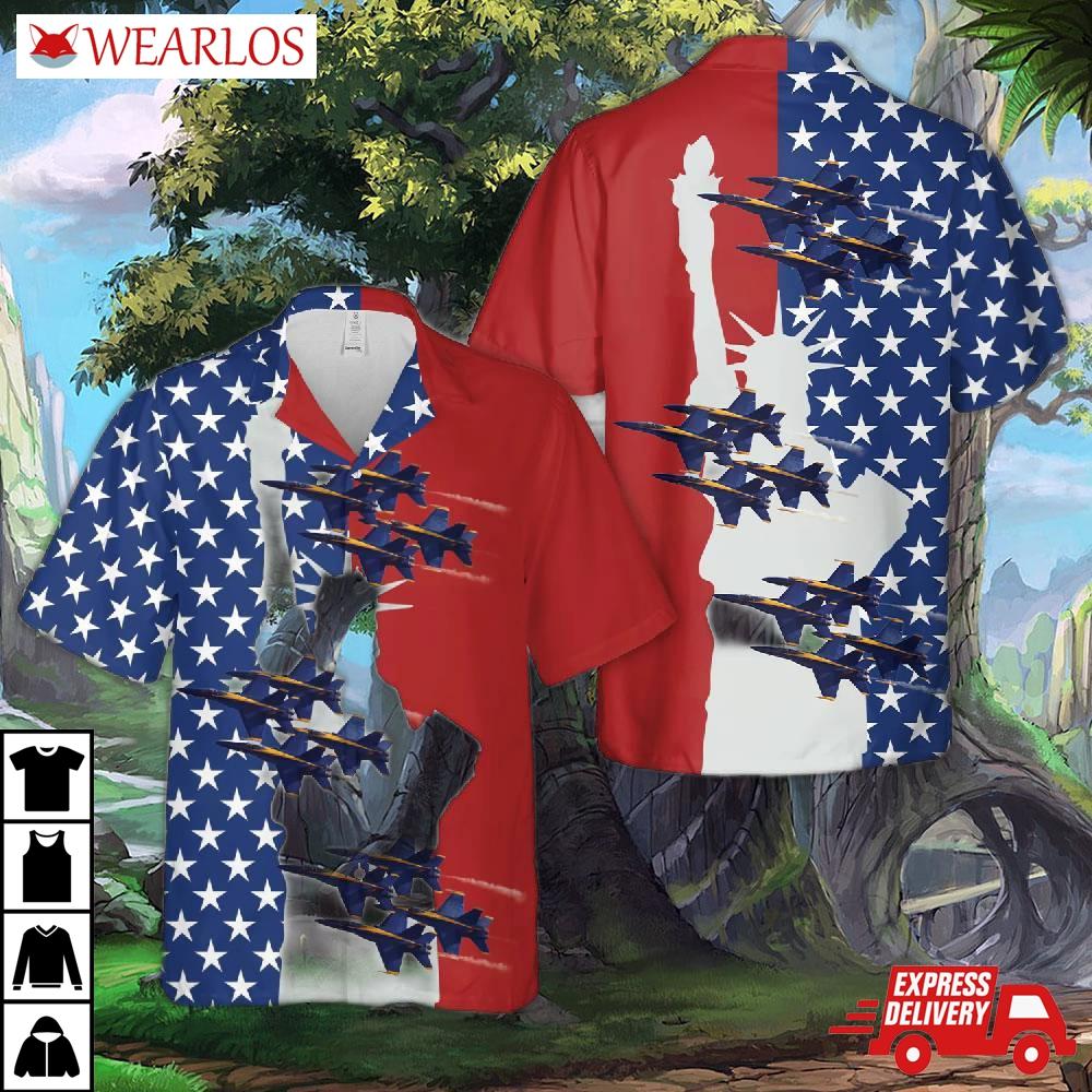 Us Navy Blue Angels F A-18 Hornets, 4th Of July Hawaiian Shirt