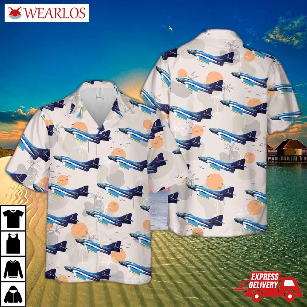 Us Navy Blue Angels F9f-8 Cougar Hawaiian Shirt
