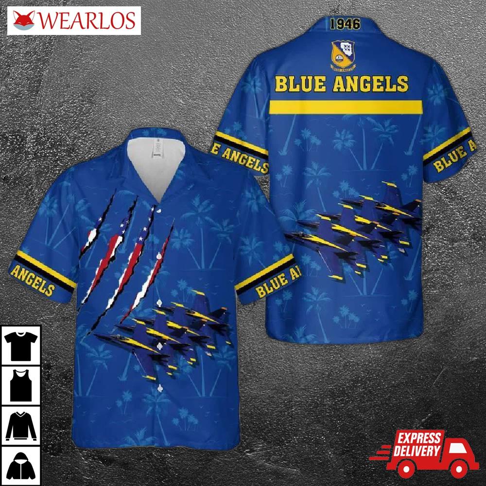 Us Navy Blue Angels Hawaiian Shirt