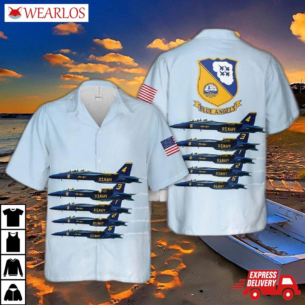 Us Navy Blue Angels Hawaiian Shirt