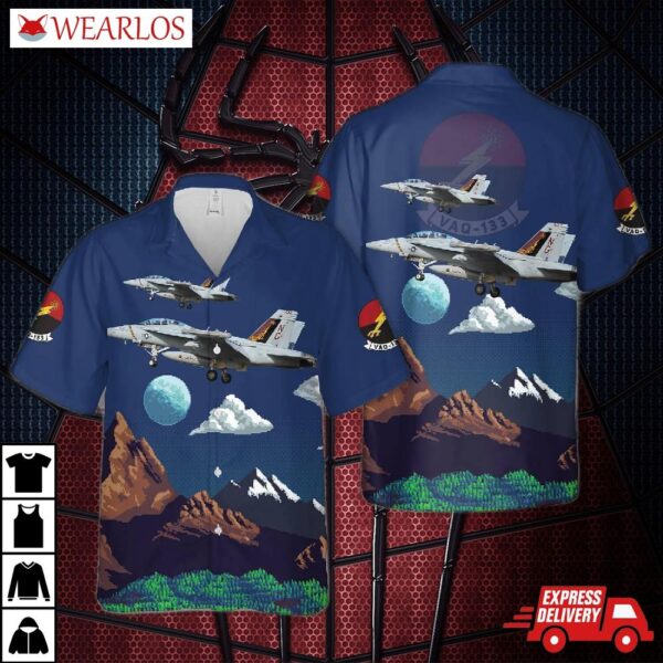 Us Navy Boeing Ea-18g Growler Of Electronic Attack Squadron 133 (vaq-133) Wizards Hawaiian Shirt