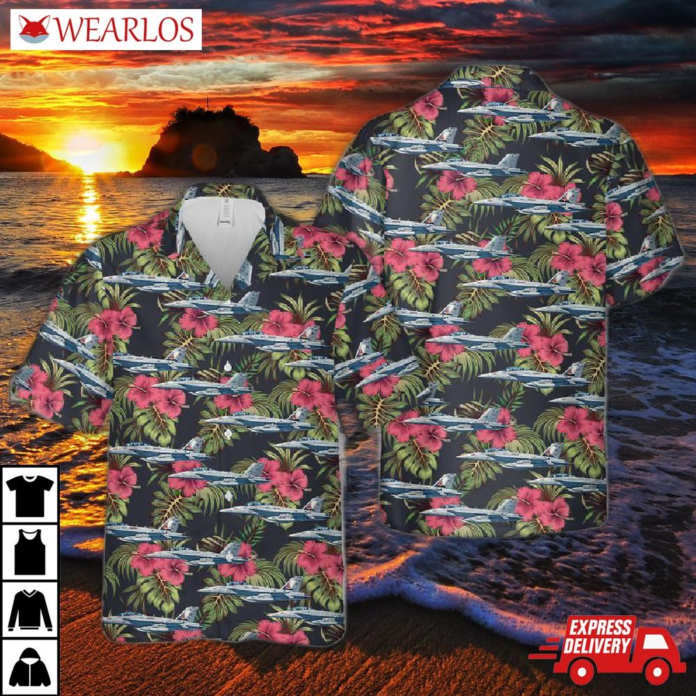 Us Navy Boeing Ea-18g Growler Of Electronic Attack Squadron 134 (vaq-134) Hawaiian Shirt