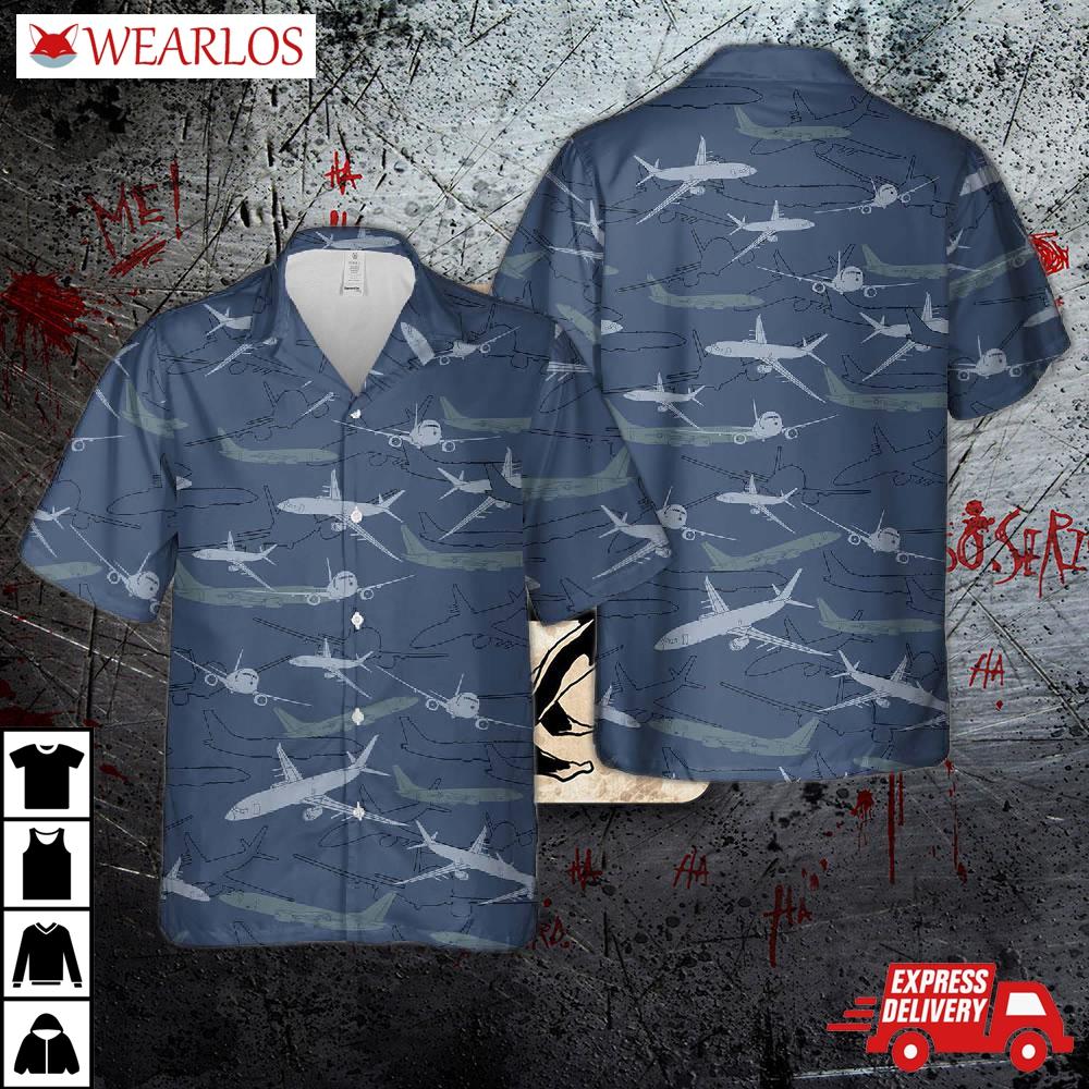 Us Navy Boeing P-8a Poseidon Silhouettes Hawaiian Shirt