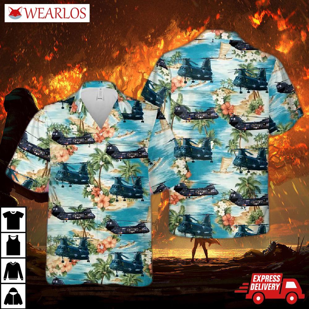 Us Navy Boeing Vertol Ch-46 Sea Knight Hawaiian Shirt