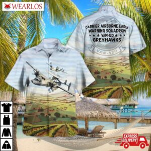 Us Navy Carrier Airborne Early Warning Squadron 120 (vaw-120) Greyhawks E-2 Hawkeye Hawaiian Shirt