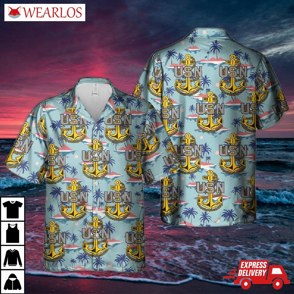 Us Navy Chief Petty Officer/ Chief's Fouled Anchor Hawaiian Shirt