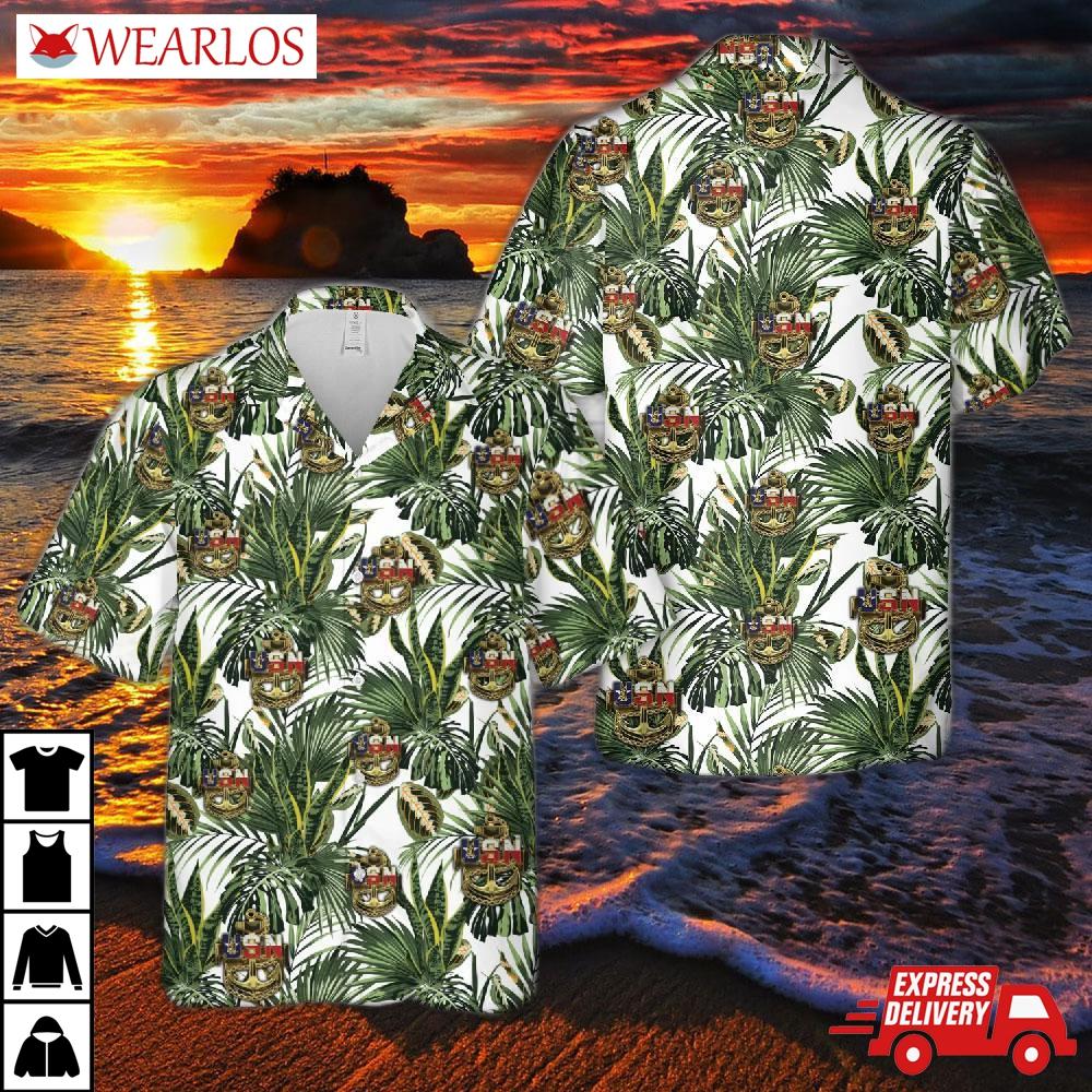 Us Navy Chief Texas Style Anchor Hawaiian Shirt