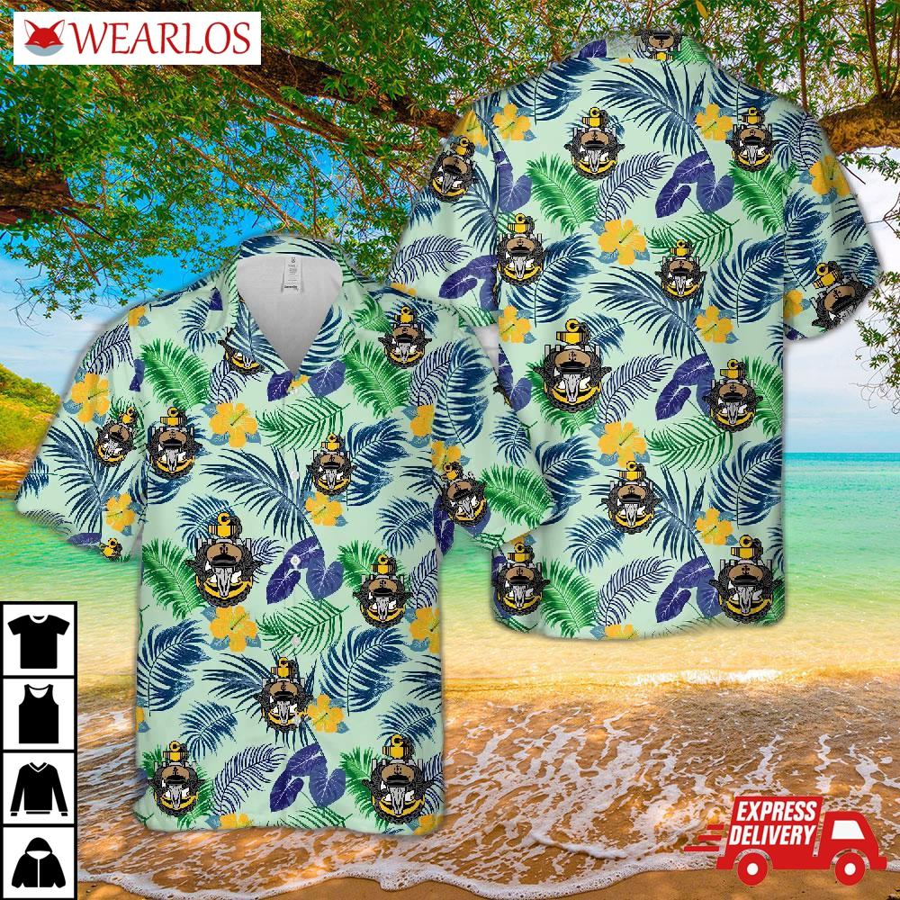 Us Navy Chief With Goat Skull Anchor Hawaiian Shirt