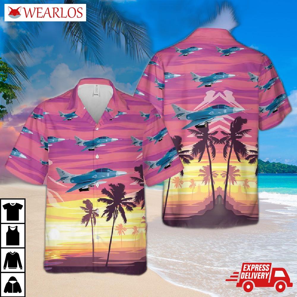 Us Navy Douglas A-4 Skyhawk (ta-4j) Of Vc-10 Challengers Hawaiian Shirt