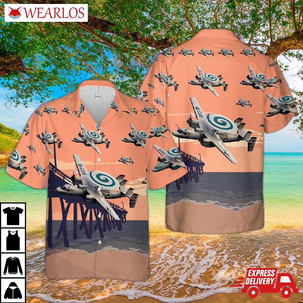 Us Navy E-2c Hawkeye Of Vaw-123 Screwtops Hawaiian Shirt