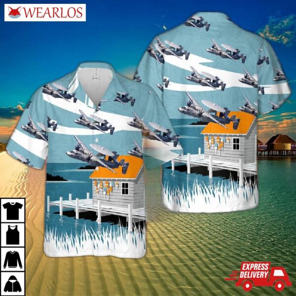 Us Navy E-2c Of Vaw-77 "nightwolves" Hawaiian Shirt