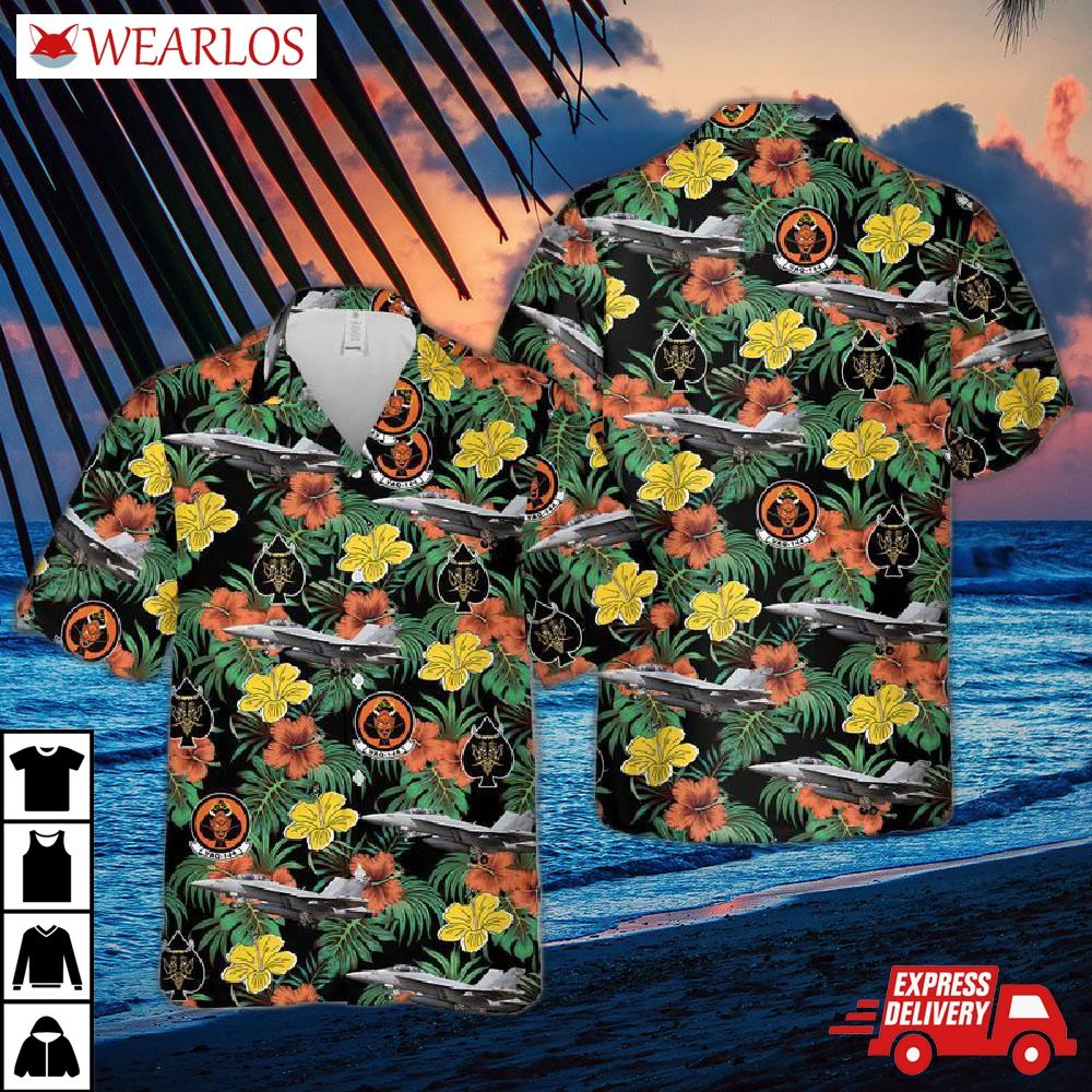Us Navy Ea-18g Growler Of Vaq-144 Main Battery Hawaiian Shirt