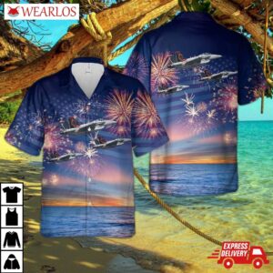 Us Navy Ea-18g Of Vaq-132 "scorpions", 4th July Hawaiian Shirt