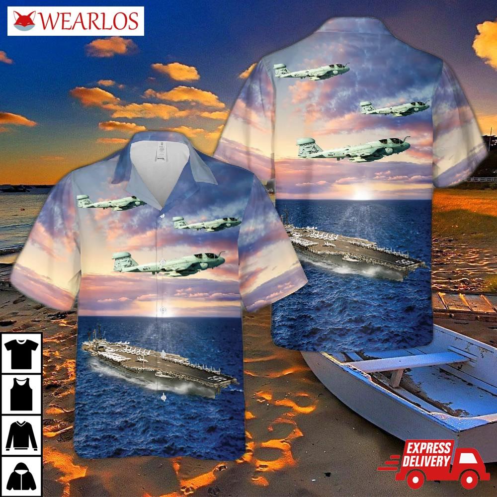 Us Navy Ea-6b Prowler Of Vaq-137 Rooks And Uss America (cv-66) Hawaiian Shirt