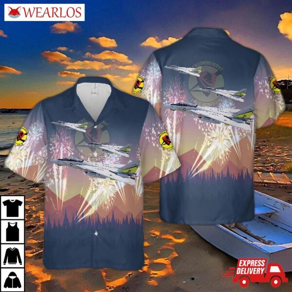 Us Navy F-14a Tomcat Of Vf-302 "stallions" , 4th July Hawaiian Shirt