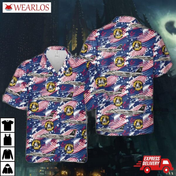 Us Navy F-14a Tomcat Of Vf-84 "jolly Rogers", 4th July Hawaiian Shirt