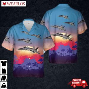Us Navy F/a-18e Super Hornet Of Strike Fighter Squadron 137 (vfa-137) "kestrels" Hawaiian Shirt