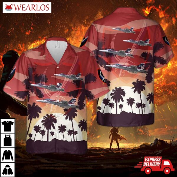 Us Navy F/a-18e Super Hornet Of Vfa-136 Knighthawks Hawaiian Shirt