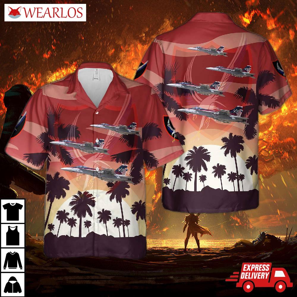 Us Navy F/a-18e Super Hornet Of Vfa-136 Knighthawks Hawaiian Shirt